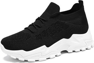 Generic Womens Fashion Sneakers Slip On Walking Shoes Breathable Mesh Athletic Footwear with Thick Sole for Daily Casual Wear Memory Foam Trainers Womens High