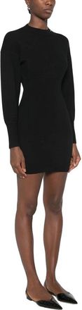 Anine Bing Ribbed Mock-Neck Jurk - Dames - Kleedjes - Zwart - XS - Kleedjes