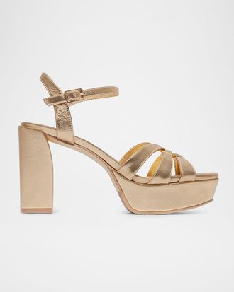 Bernardo 95mm Vittoria Leather Platform Sandals