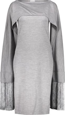 Burberry Jurk van wol met franjes en cut-out details - Dames - Korte kleedjes - Grijs - 2XS - Wol - Kleedjes