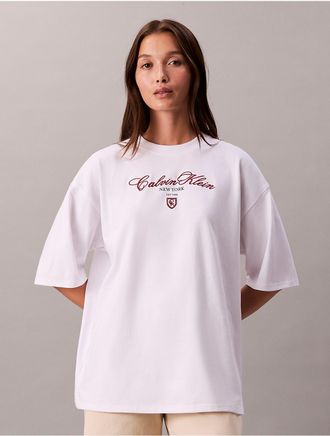Calvin Klein Jeans Calvin Klein Womens Script Logo Graphic Relaxed T-Shirt - White - XL