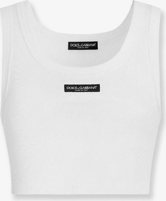 Dolce & Gabbana Top in cotone con patch Logo - DOLCE & GABBANA - gender_Woman