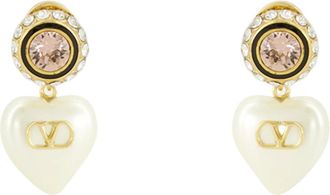 Valentino Garavani Earrings, female, Yellow, Size: ONE SIZE Vlogo Heart Earrings