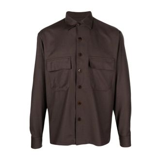Costumein La Camicia - Heren - Casual Overhemden - Bruin - M - Wol - Overhemden