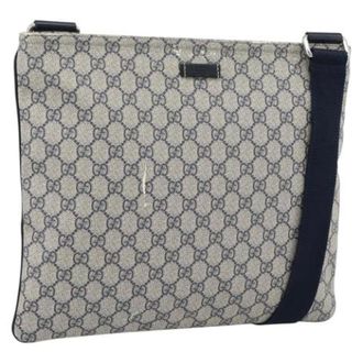 Gucci Pre-owned Vintage GG Canvas Shoulder Bag - Dames - Pre-owned - Blauw - Maat: ONE Size Leer