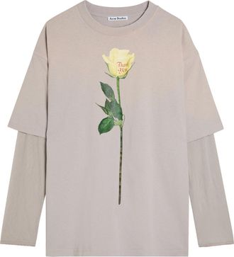 Acne Studios Edra Printed Layered Mesh and Cotton T-shirt - Light Grey - S (UK8-10 / S)