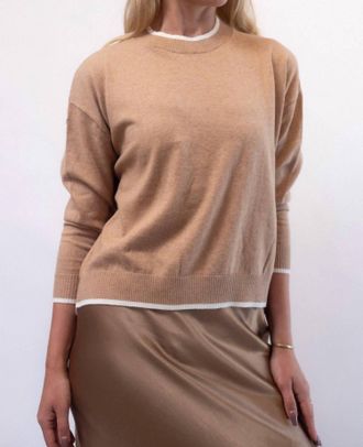 Starkx Eloise Long Sleeve Sweater In Camel & White Ice