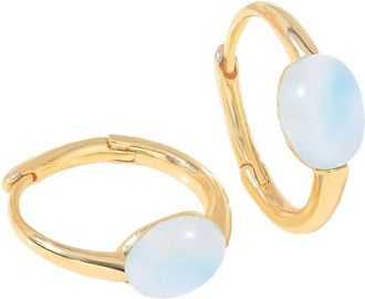 Tiramisu Plated 2.32 Ct. Tw. Rainbow Moonstone Hoop Earrings