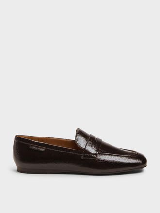 Charles & Keith Crinkle-Effect Penny Loafers