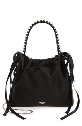 Jimmy Choo London Mini Drawstring Top Handle Bag in Black/black/silver at Nordstrom