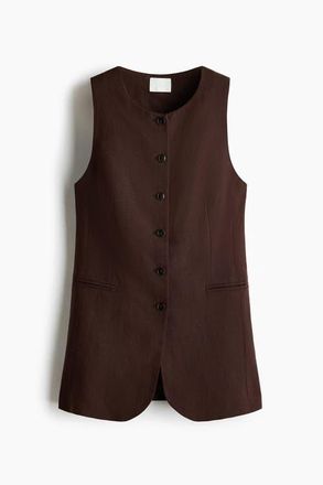 H&M Long Waistcoat in Dark Brown at Nordstrom, Size Xx-Large