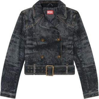 Diesel De-Legend-S Cropped Denim Jacket - Dames - Spijkerjassen - Zwart - L - Denim - Jassen