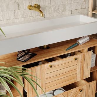 Vicco Mueble Bajo Lavabo Lucie, Bamb&uacute;, 100 X Cm Con 2 Cajones, Vicco