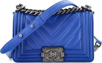 Chanel Borsa a tracolla con motivo chevron - Blu