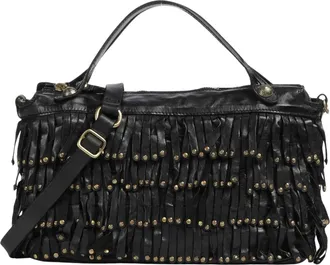 Campomaggi Fringed Black Calf Leather Shoulder Bag