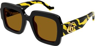 Gucci Square-frame Double G Zonnebril - Dames - Zonnebrillen - Zwart - 50 MM - Accessoires
