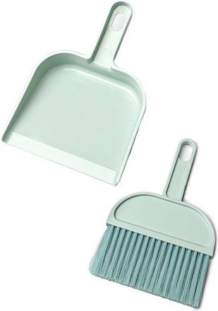 No Brand Mini Recogedor Y Cepillo - Juego De Limpieza Compacto En Verde Menta Para Escritorio, Teclado, Coche Y Zonas De Mascotas - Pl&aacute;stico Resistente Del Tam