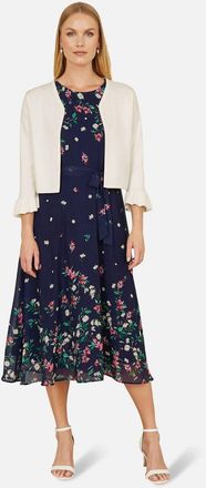 Yumi Bell Sleeves Cropped Cardigan in Ivory at Nordstrom, Size Medium