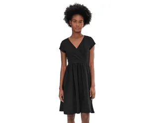 Pact Fit-and-Flare Crossover Dress Womens Dress Black : 2XL, Cotton/Elastane