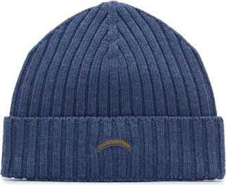 Paul & Shark Blauwe Moon Badge Beanie - Heren - Hoeden - Blauw - ONE Size - Wol - Accessoires