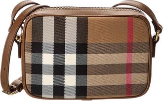 Burberry Check Canvas & Leather Camera Bag