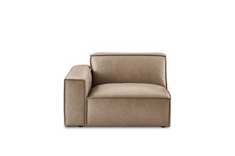 Castlery Dark Brown Top Grain Leather Left Arm Sofa by Castlery for Living Room