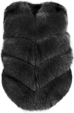 Wanan Luxury Ami Black Fox Fur Vest