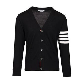 Thom Browne Merino Wool 4-Bar Classic V-Neck Cardigan - male - Thom Browne - Cardigans - Blue - XL - Knitwear