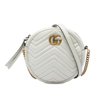 Gucci Pre-owned Gucci Mini GG Marmont Matelasse Calfskin Round Crossbody Ladies FG4II1ZAH0R17ZJ9