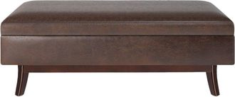 Simpli Home Owen 48In Mid Century Modern Rectangle Rectangular Storage Ottoman