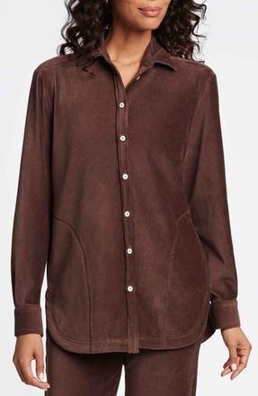 Foxcroft Maddy Plush Corduroy Button-Up Shirt in Chocolate at Nordstrom Rack, Size X-Small