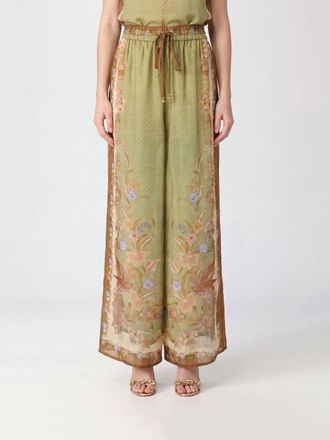 Zimmermann Pantaloni palazzo Indra in seta a vita alta con stampa floreale