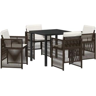 vidaXL Conjunto De Comedor De Jard&iacute;n 5 Pcs Marr&oacute;n Polirat&aacute;n Vidaxl