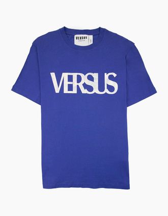 Versus Mens Versace Versus Logo Printed T Shirt Royal Blue - Size: 38