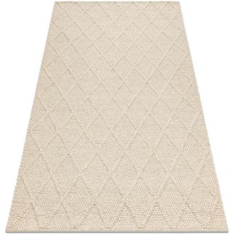 RugsX Alfombra De Lana Tahar 99001b Crema - Tejida A Mano Bucle, Rombos, Boho Beige 120x180 Cm