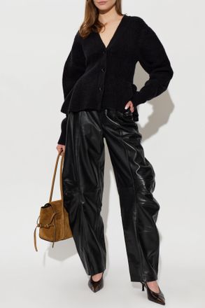 Rotate Leather Trousers, Womens, Black