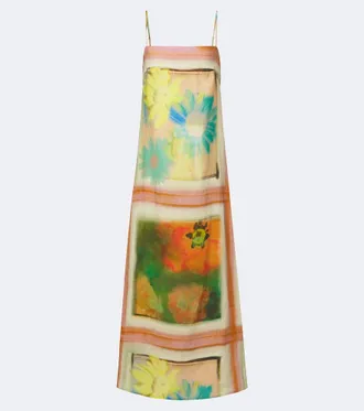 Staud Laura floral linen maxi dress