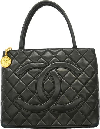 Chanel Black Leather Tote Bag (Pre-Owned)