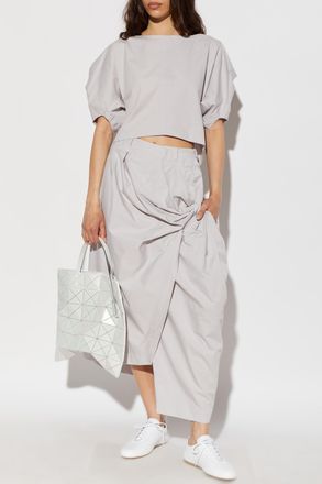 Issey Miyake Asymmetric Skirt With Draping, Womens, Grey
