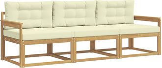 vidaXL Conjunto De Sof&aacute;s De Exterior 3 Uds. Blanco Y Crema Poli&eacute;ster Vidaxl