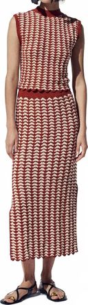 Escvdo Motupe Crochet Midi Skirt In Ivory-Brown