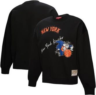 Mitchell & Ness Womens Mitchell & Ness Black New York Knicks Hardwood Classics Home Team Pullover Sweatshirt at Nordstrom, Size Small