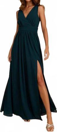 Lulus Thoughts Of Hue Surplice Maxi Dress In Emerald Green