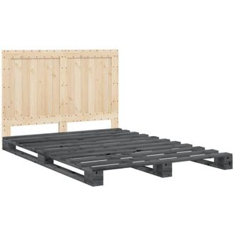 vidaXL Estructura De Cama Con Cabecero Madera Pino Gris 140x200 Cm Vidaxl
