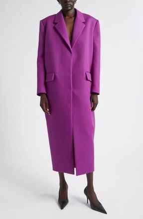Balenciaga Wool Gabardine Long Sack Coat in 5100 Dark Purple at Nordstrom, Size 36