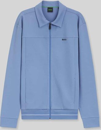 HUGO BOSS Regular Fit Sweatjacke aus Baumwoll-Mix Modell SW_Member in Ocean, Gr&ouml;&szlig;e XXXL