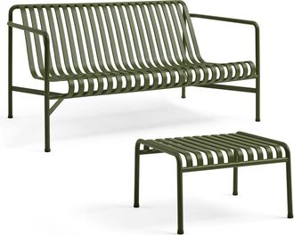 HAY Palissade Lounge Sofa + Ottoman, olive