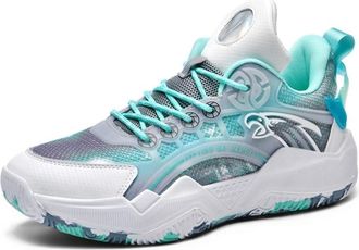 Generic Unisex Basketball Shoes with Traction Breathability Fashion Anti Slip Wear-Resistant Sports Boots Walking Shoes(White Green,3.5 UK)