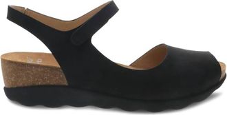 Dansko Womens Marcy Cactus Waxy Cork Wedge Sandal In Black