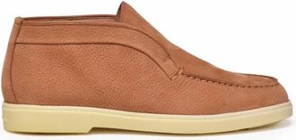 Santoni Polacchino in Suede Martellato - Dames - Enkellaarsjes - Bruin - 35 1/2 EU - Leer - Schoenen